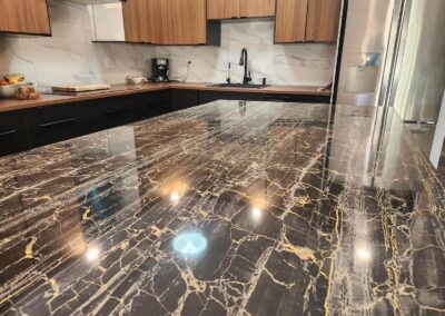 Accent Countertops Malova Stain-resistant Grey and Gold Island Long View